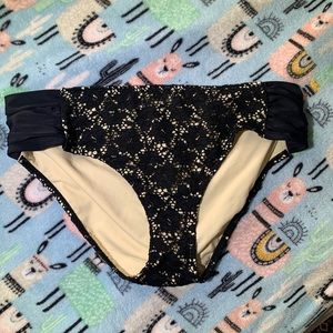 Adore Me Black Lace Ruched Sides Bikini Bottoms Swim 1X